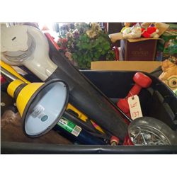 Tub misc. hand tools, electric yard blower,