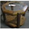 Image 2 : Wooden Glass Top Octagon End Table.