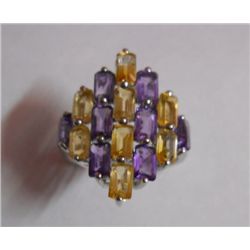 3.950g Ring of Citrine and Amethyst Sterling Silver