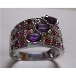 5.840g Ring of Ruby and Amethyst Sterling Silver