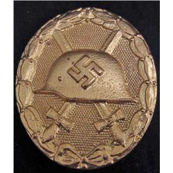 GERMAN NAZI GOLD WOUND BADGE - PINBACK - MAKER MARKED 30 - SOLID CONSTRUCTION