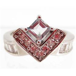 STERLING SILVER AQUAMARINE & TOPAZ RING - SZ. 9