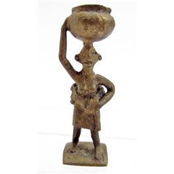 ANTIQUE AFRICAN TRIBAL BRONZE FIGURINE -3.25 " TALL