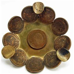 RARE VINTAGE HANDMADE MEXICAN COIN ASHTRAY
