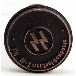 GERMAN NAZI WAX SEAL / RUBBER STAMP W/ WOOD HANDLE