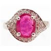 Image 1 : WHITE GOLD OVER STERLING SILVER PINK RUBY & TOPAZ RING - SZ. 6