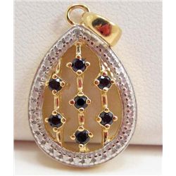 14K GOLD OVER STERLING SILVER SAPPHIRE PENDANT