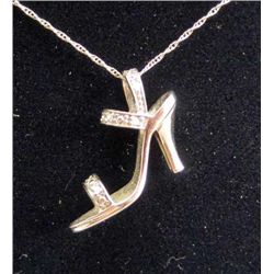 10K WHITE GOLD HIGH HEEL PENDANT W/ CHAIN