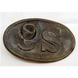 CONFEDERATE STATES CS CIVIL WAR EM BELT BUCKLE W/ LODGED MINI BALL