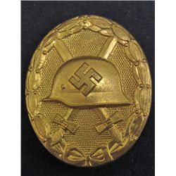GERMAN NAZI GOLD WOUND BADGE W/ WIDE VERTICAL PINBACK