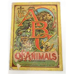 RARE C. 1860'S "THE A B C OF ANIMALS" LINEN BOOK BY MC LOUGHLIN BRO'S NY