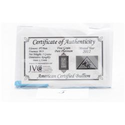 .999 Solid Platinum Certified Bar