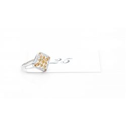 Rare Yellow Diamond Cluster Ring in Silver