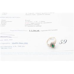 10k gold 0.81carat emerald and diamond dinner ring