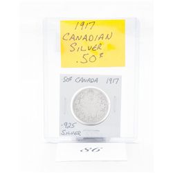 1917 canadian silver 50cent coin