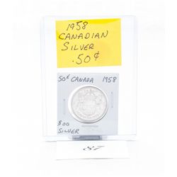 1958 canadian silver 50cent coin