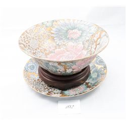 Decorative ceramic floral plate and fruit bowl