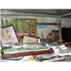 Image 1 : Shelf lot of framed and unframed pictures