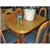 Image 1 : Contemporary dining table with 6 blue leather