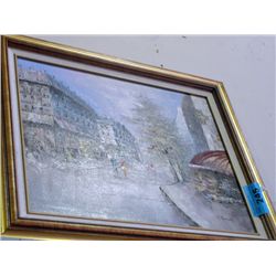 Framed original oil on canvas painting by P ramvet