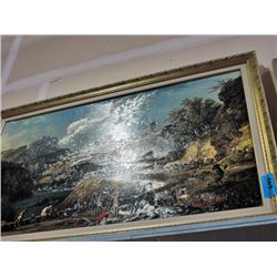 Large beautifully framed oil on canvas transfer