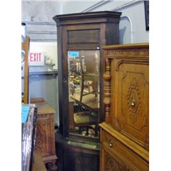 Victorian mirror front corner cupboard circa 1890