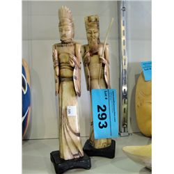 2 carved bone aboriginal statues