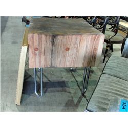 Butcher block table with paperclip legs