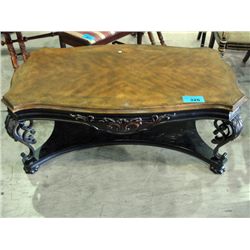 2tone brown and black traditional coffee table