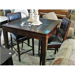 Black leather top cafe height table with 2