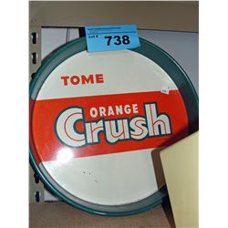 Vintage orange crush metal advetisment serving