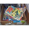 Image 1 : Box full of assorted toys, action figures, comics