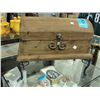 Image 1 : Small wooden storage chest filled with assorted