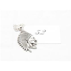 925 Silver Necklace with Indian Head Pendant