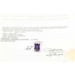 12carat emerald cut amethyst 6.90 gram silver ring