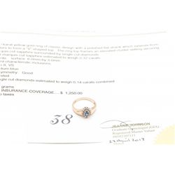 10k gold diamond and sapphire ring