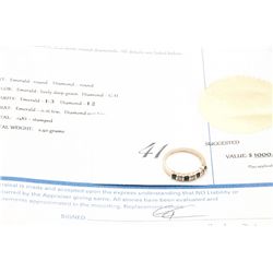 14k gold .12carat diamond and .16carat emerald