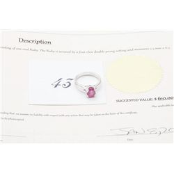Estate ruby ring with $610 certificate