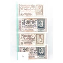 4X WWII nazi german bills