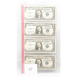 4X 1957 silver american dollar certificates