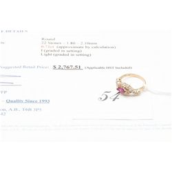 10k gold 1.24carat ruby and sapphire dinner ring
