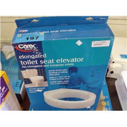 Elongated toilet seat elevator