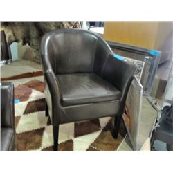 Chocolate brown leather tub chair