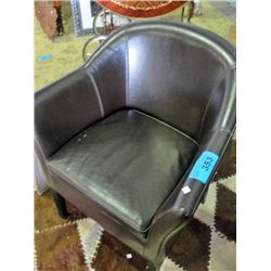 Chocolate brown leather tub chair