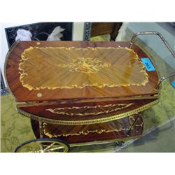 Italian inspired laquered inlaid tea or drink cart