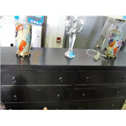 Contemporary black 6 drawer long boy dresser