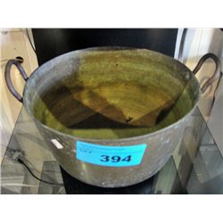 Vintage double handled brass jam pot