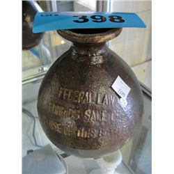 Salt glazed crock jug with federal law description