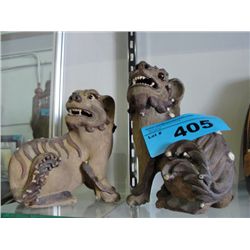Pair of oriental hand crafted foo dogs