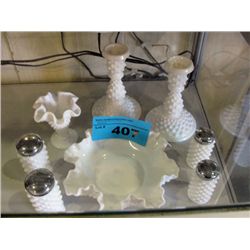 8pcs of vintage milk glass mostly fenton